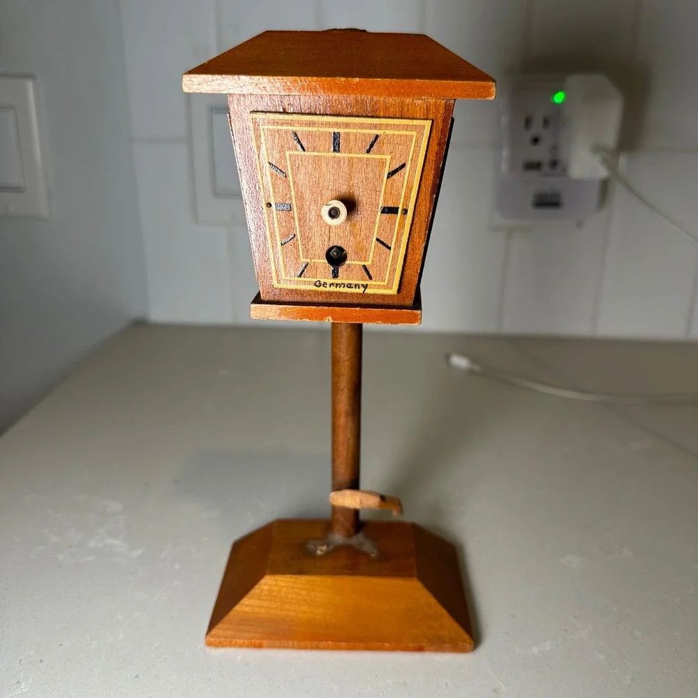 Vintage German Wooden‎ Clock Shelf Table Desk Decor Collectible Needs Work